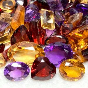 1円〜!!大量!!◯天然アメジスト・シトリン・ガーネットおまとめ1000ct◯n 約200g 裸石 宝石 amethyst garnet citrine 黄水晶 w4 54