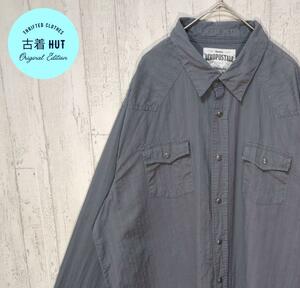 Aeropostale　ウエスタンシャツ　グレー　USA古着　XL　#h929