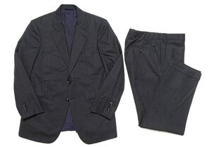 18AW 定価43万 美品 GIORGIO ARMANI ジョルジオアルマーニ TRADER BLU シャドーストライプスーツ セットアップ ヴァージンウール メンズ 50