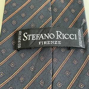 STEFANO RICCI【ステファノリッチ】 ダークネイビーストライプ花柄ネクタイ