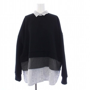 エンフォルド ENFOLD 23AW layered pullover レイヤード プルオーバー スウェット トレーナー 長袖 38 M 黒 ブラック