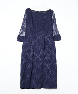 「DRESS STAR」 7分袖ワンピース X-LARGE ネイビー レディース