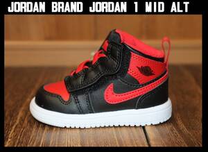 送料無料 即決【未使用】 NIKE ★ JORDAN 1 MID ALT TD (9cm) ★ ナイキ ジョーダン1 AR6352-060 BRED スリッポン 運動靴 子供靴 併