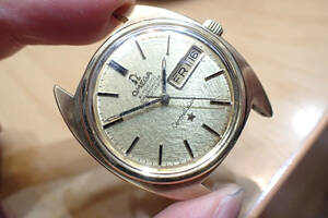 時計店在庫/希少 ◆OMEGA/オメガ コンステレーション クロノメーター ◆ゴールド 絹目モザイクダイヤル Cライン メンズ自動巻き腕時計