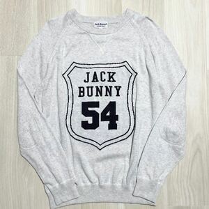 JACK BUNNY 【希少 XLサイズ位 エルボーパッチ 美品】長袖 セーター スウェット 6 ジャックバニー GOLF ゴルフウェア 大きいサイズ