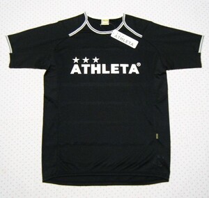 アスレタ　ATHLETA　サッカー用高機能プラクティスTシャツ　黒色/ジャガードボーダー　サイズ Ｌ　吸水速乾/ストレッチ機能　定価 4,180円