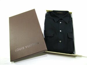 ★【B送900円】791　LOUIS VUITTON　ルイヴィトン　ミリタリーシャツ　長袖　黒　ブラック　コットン100%　ワークシャツ　イタリア製　M