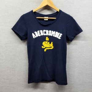 A581 Abercrombie & Fitch アバクロンビー&フィッチ A＆F Tシャツ 半袖 カットソー フロント フロッキー アメカジ コットン ネイビー L