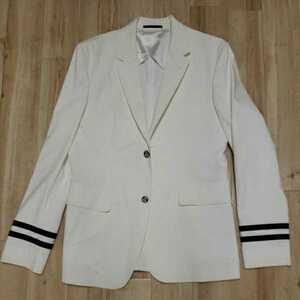 GUCCI　グッチ　テーラードジャケット　ブレザー　白　ホワイト　スーツ　セットアップ　ボーダー　サイズ48 L　イタリア　シャツ　メンズ