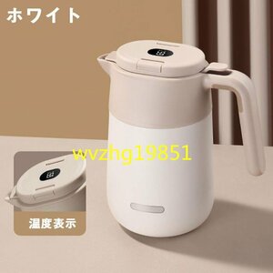 水筒 2000ml 魔法瓶 保温ポット 温度表示 湯沸かしケトル ポータブル ウォーターボトル ポット 316ステンレス鋼 真空 断熱 ☆ホワイト