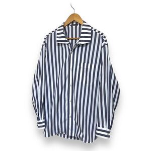 80s ISSEY MIYAKE MEN design collar shirt イッセイミヤケメン デザイン シャツ ストライプ オープンカラー 変形 本人期 80年代 筆タグ