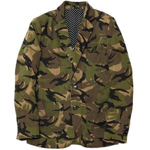 LEON掲載 定価7.6万 1piu1uguale3 stretch sweat denim new wave camo jacket Ⅳ M　テーラードジャケット akm wjk ジュンハシモト