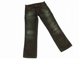 美*NUDIE JEANS ヌーディージーンズ*イタリー製*メタリックブルー*SLIM JIM*ヴィンテージ加工*メンズ*ストレートデニムパンツ*W30L32*