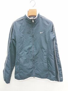 ◇ NIKE ナイキ ワンポイント ジップアップ 長袖 ジャージ ブルゾン サイズM ネイビー レディース P