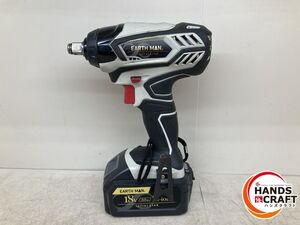 ♪EARTHMAN IW-18LiB インパクトレンチ バッテリー1個付 アースマン ?儀【中古】