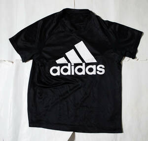 adidas 光沢半袖Tシャツ black 古着即決！