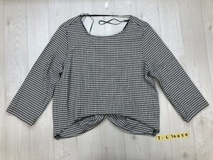 ZARA ザラ レディース 千鳥柄 リボンヘム プルオーバーカットソー 白黒