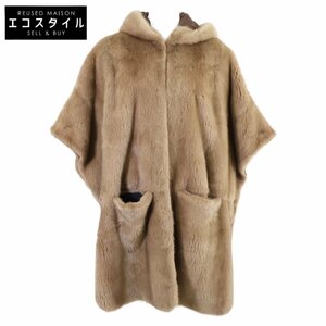 美品 SIMONETTA RAVIZZA シモネッタ ラヴィッツァ 20020510001430 MINK LONG HOODIE ミンク フーディポンチョ 40 ブラウン レディース