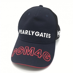 【超美品】パーリーゲイツ メッシュキャップ ネイビー×黒 シリコンロゴ FR ゴルフウェア 2022年モデル PEARLY GATES