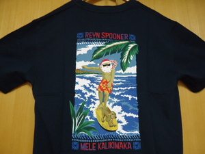 即決　ハワイ　2020年限定物　reyn spooner　レインスプーナー　クリスマス　Ｔシャツ　紺色　Ｍ　新品未使用　サンタクロース　サーフィン