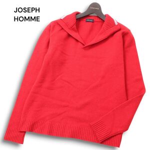 JOSEPH HOMME ジョセフ オム 秋冬 ウール100％★ スキッパー プルオーバー ニット セーター Sz.48 メンズ 赤　C5T00128_1#K