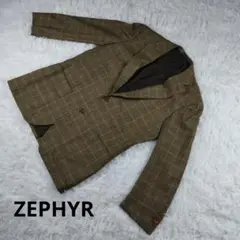 『ZEPHYR』　グレンチェック柄　秋冬用　ジャケット　茶　メンズ　フリーサイズ