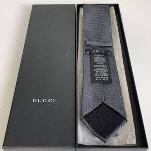 グッチ（GUCCI） 黒グレーインターロッキングGG模様ネクタイ