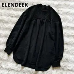 ELENDEEK エレンディーク ニット 布帛 ドッキングブラウス　黒