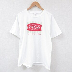 L/古着 ヘインズ Hanes 半袖 Tシャツ メンズ コカコーラ クルーネック 白 ホワイト 23aug16 中古