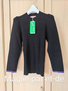 タグ付 Maglie par ef-de レディース9 マーリエパーエフデ 長袖 レーヨン ニット M相当 ブラック 未使用 新品