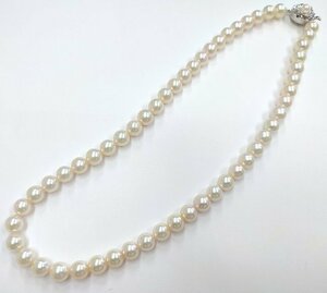 Y9144★SILVER 天然アコヤ真珠 7.5mm～8.0mm ルースネックレス 高品質★43cm 37.1g 洗浄済み