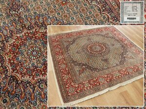 魁◆高級ペルシャ絨毯 イラン ビジャー産 総手織り ウール100％ 大判 200×209㎝ スクエア メダリオン図