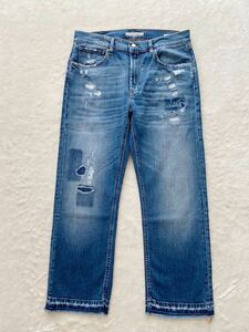 DON the FULLER size30 イタリア製 インディゴ ブルー ジーンズ FLEMAK ドンザフーラー ユーズド加工 パッチワーク クラッシュ