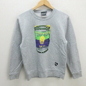 s■ビームス/BEAMS T SOUP NASTYプリント トレーナー【S】灰/MENS/168【中古】