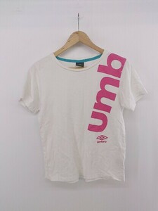 ◇ UMBRO アンブロ ビッグプリント 半袖 Tシャツ カットソー サイズL オフホワイト ピンク系 レディース P