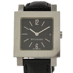 BVLGARI クアドラード レディース 腕時計 クオーツ SS レザー ブラック文字盤 SQ27