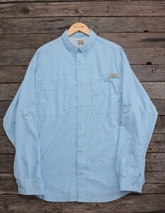 コロンビア PFG OMNI-SHADE フィッシングシャツ アウトドア 水色 表L