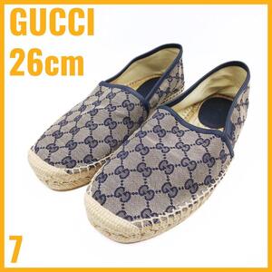 GUCCI グッチ エスパドリーユ スリッポン 466903 GGキャンバス サイズ7 26.0cm ローカットスニーカー デッキシューズ 