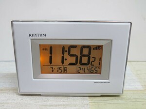 ■RHYTHM 8RZ170 目覚まし時計 RADIO CONTROLLED リズム デジタル 温度・湿度計 電池付き 動作品 96634■！！