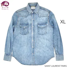 SAINT LAURENT サンローラン ウエスタン デニム シャツ 長袖 XL コットン100% ブルー系カラー 日本製 381497 Y489H