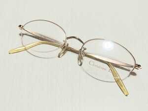 新品　Christian Dior　ディオール　日本製　ブランド　メガネ　眼鏡　高級感　オシャレ　上品　ハーフリム　ゴールド