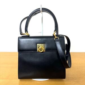 【1円スタート】美品 CELINE セリーヌ 2WAY ショルダーバッグ ハンドバッグ レザー 黒 ブラック ヴィンテージ スモールサイズ