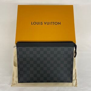 T【美品】LOUIS VUITTON ルイヴィトン ダミエ グラフィット ポシェット ヴォワヤージュ MM N41696 クラッチバッグ セカンドバッグ 箱付き