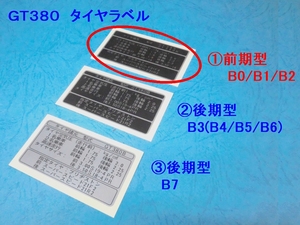 ◆厳密再現 スズキ　ＧＴ３８０　タイヤラベル ☆1/ 最高品質/フォント違いを徹底排除/リアフェンダー/リヤフェンダー