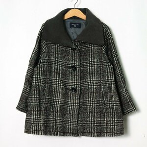 コムサ・デ・モード ウールコート チェック柄 アルパカ混 アウター キッズ 女の子用 120Aサイズ グレー COMME CA DU MODE