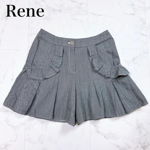 ◇ Rune ルネ ハーフパンツ ハーフ パンツ フリルポケット デニム 短パン グレー 灰 サイズ 36 S レディース 綿 コットン