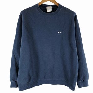 SALE// NIKE ナイキ スウォッシュロゴ モックネック スウェット ネイビー (メンズ L) P0246