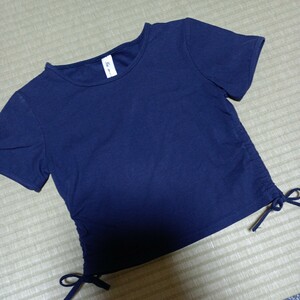 120cm130cm　キッズ　ダンスＴシャツ　半袖Tシャツ ネイビー　ヒップホップ　