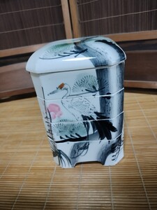 時代物　古道具　4段重箱　陶器　鶴　松　梅　縁起物　 陶器　レア