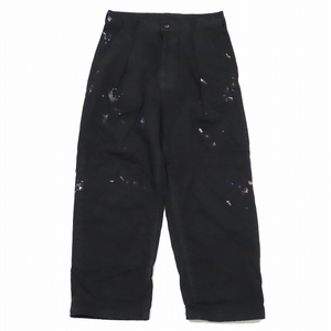 美品 24SS アンセルム ANCELLM PAINT CHINO TROUSERS ペイント ダメージ加工 チノトラウザーズ パンツ 1 黒 ブラック ANC-PT40/10 メンズ